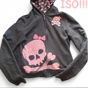 Kids Black and Pink Skull Hoodie